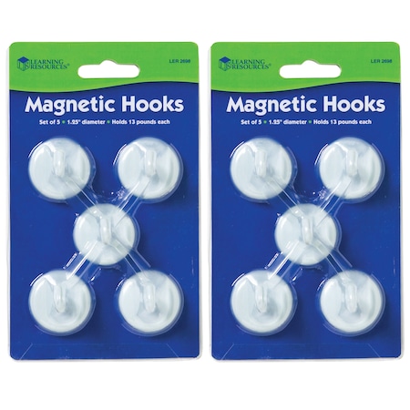 Learning Resources Magnetic Hooks, 1.25 inch Diameter, White, PK10 2698